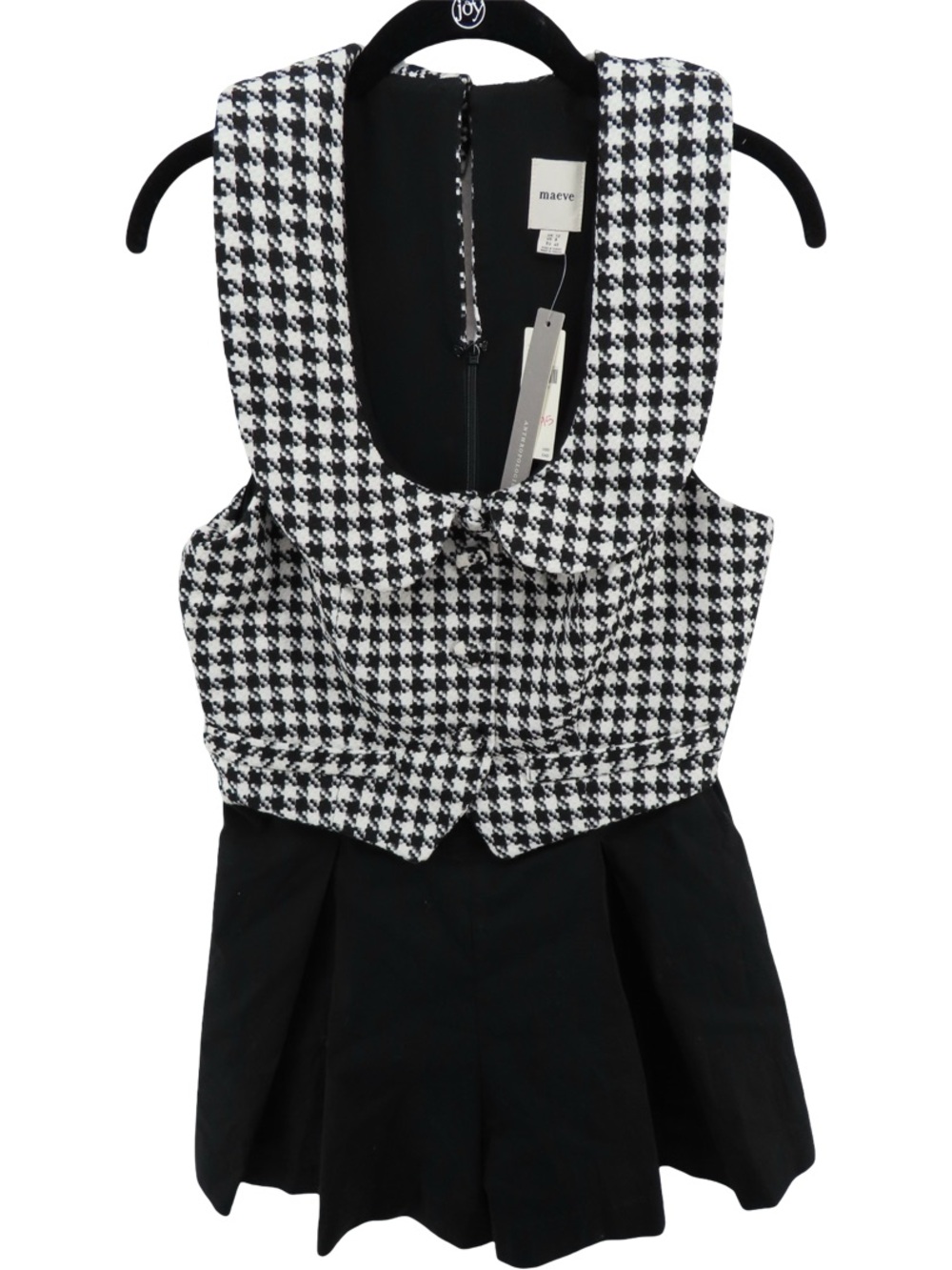 Anthropologie Maeve Collared Twofer Romper NWT Size 8 Black White - Picture 4 of 10